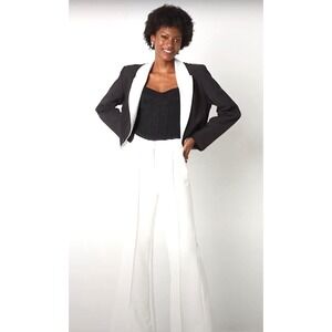 Johnny Wujek Women's Wide Leg Elastic Waist Dress Pants in Off White 2X